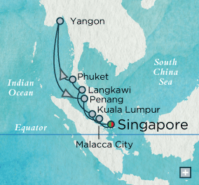 Just Crystal Cruises symphony 2026 Mystical Malaysia &amp; Myanmar Map