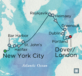 Just Crystal Cruises symphony 2026 Trans-Atlantic Treasures Map