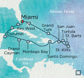 Just Crystal Cruises symphony 2026 Caribbean Cornucopia Map