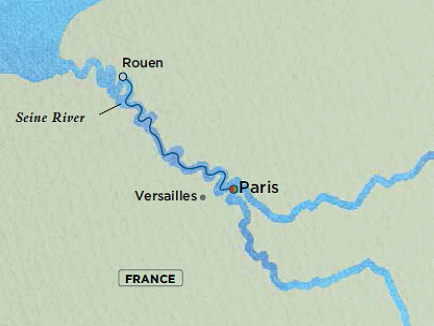 Luxury Crystal ocean Debussy Cruise Map Detail Paris, France to Paris, France February 25 March 2 2028 - 5 Days