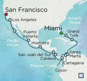 Just Crystal Cruises World Cruise 2028 Panama Canal Wayfarer Map