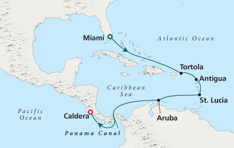 Just Cruise Map Miami to Costa Rica - Voyage 0202