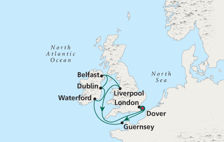 Just Cruise Map Round-trip London - Voyage 0213