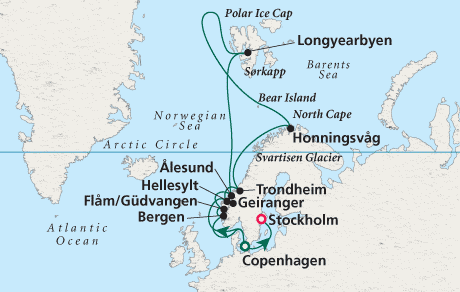 Just Cruise Map Copenhagen to Stockholm - Voyage 0216