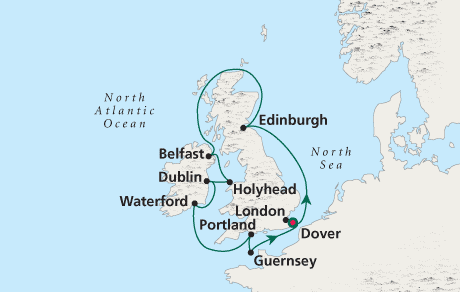 Just Cruise Map Round-trip London - Voyage 0220