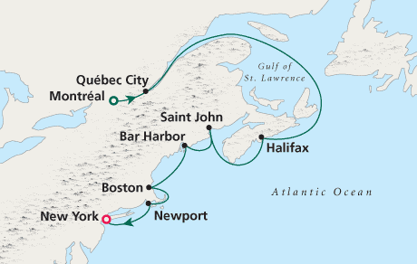 Just Cruise Map Montral to New York - Voyage 0225