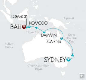 From the Barrier Reef to Bali Map February 16-28 2026 - 12 Days Just Crystal Symphony