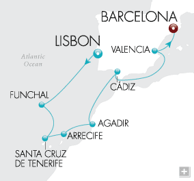 Just Mysteries of Morocco Crystal Cruises Serenity 2028 Map