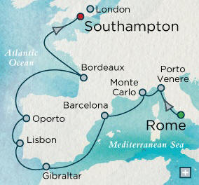 Rome (Civitavecchia), Italy to London (Southampton), England - 12 Days Just Crystal Cruises Serenity 2026