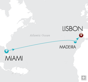 Just Beyond the Sea Map Miami to Lisbon - Voyage V2207
