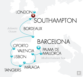 Just Iberian Journey Map Barcelona to London - Voyage V2212