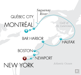 Just Autumnal Adventure Map Montral to New York - Voyage V2226